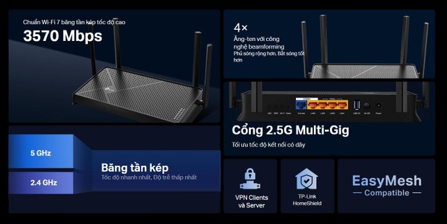  TP-Link Archer BE230 - Router Wi-Fi 7 đầu tiên ra mắt tại Việt Nam 